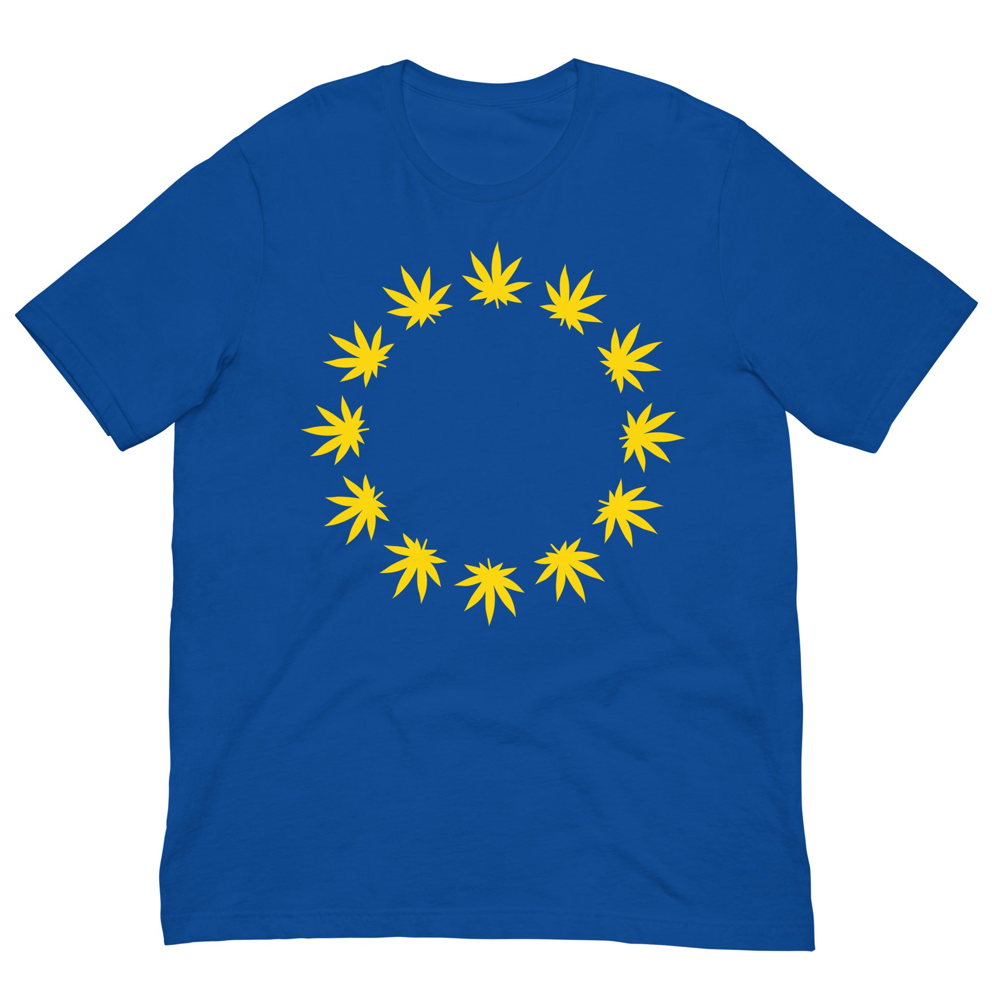 camiseta bandera europea marihuana azul royal