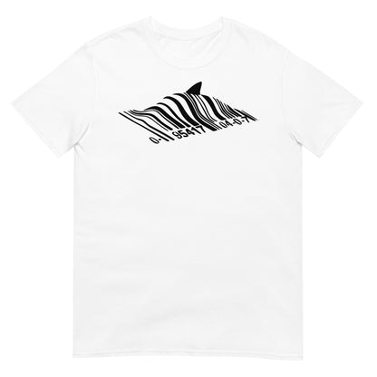 camiseta barcode shark banksy arte urbano blanca