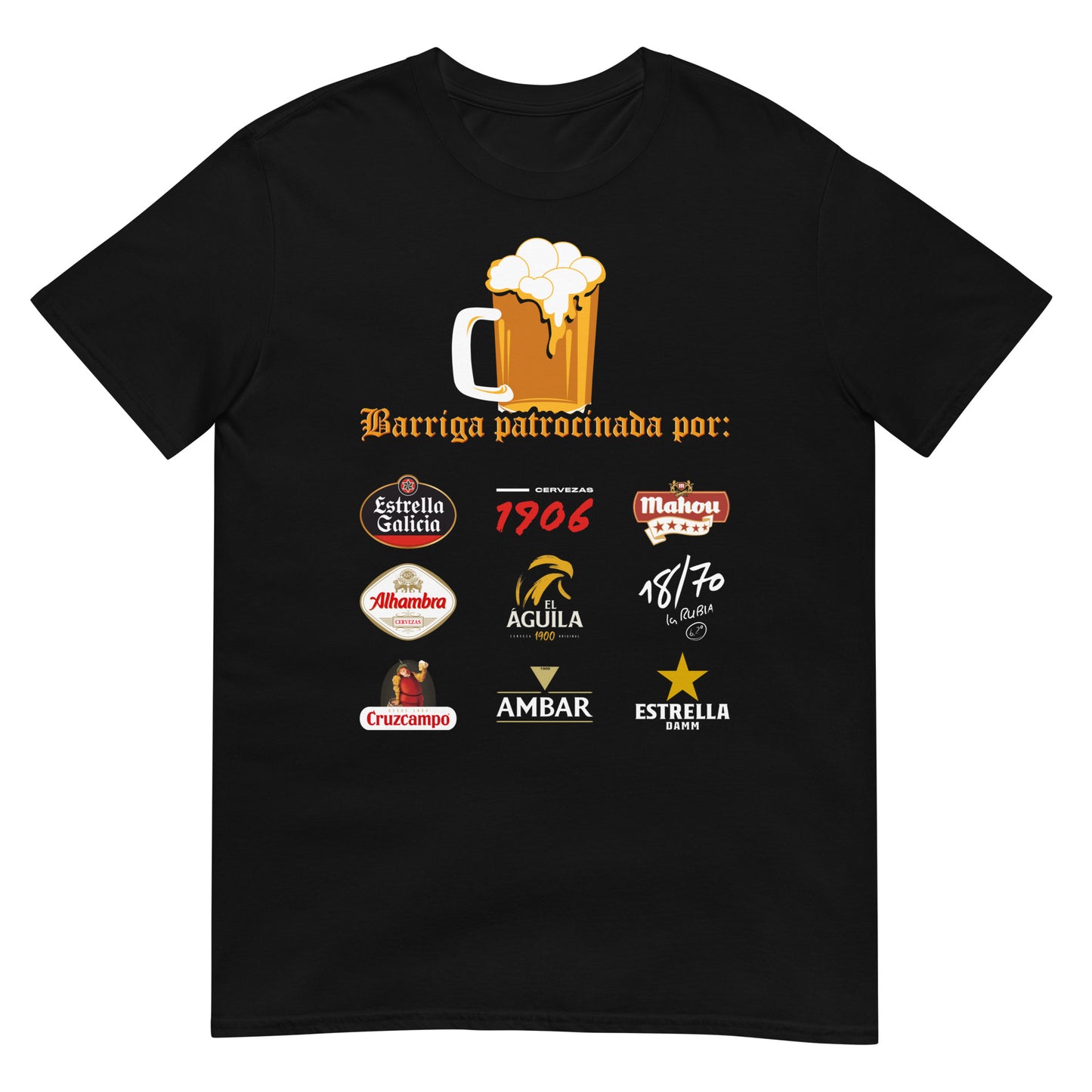 camiseta barriga patrocinada por marcas de cerveza en color negro