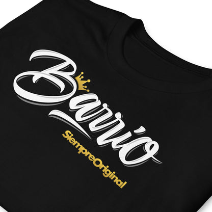 detalle de camiseta barrio urbano negra