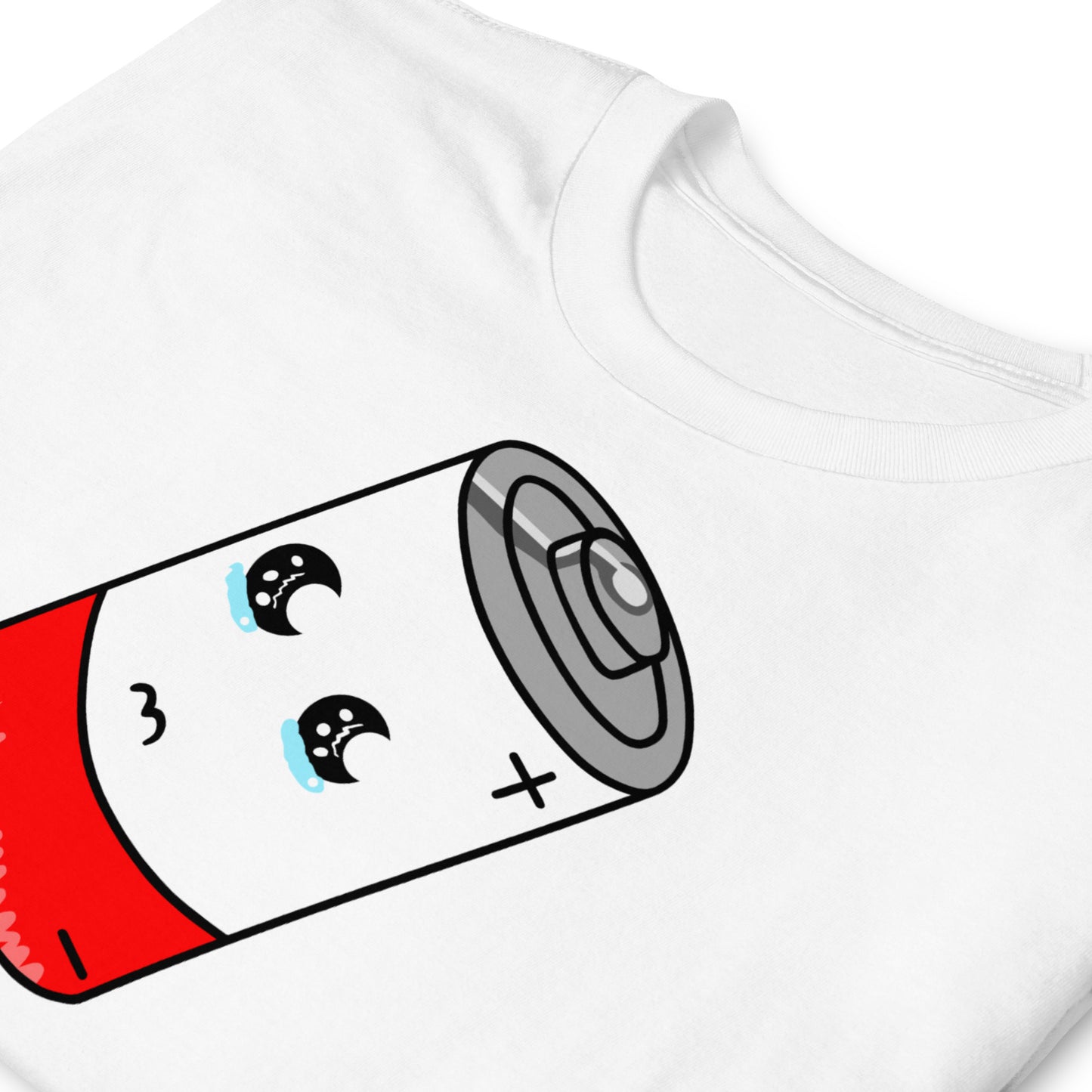 detalle de camiseta bateria baja en color blanco