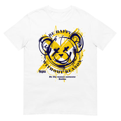 camiseta be happy without reason teddy bear siempre original urban en color blanco