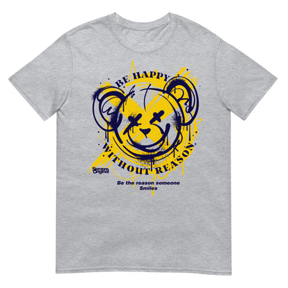 camiseta be happy without reason teddy bear siempre original urban en color gris