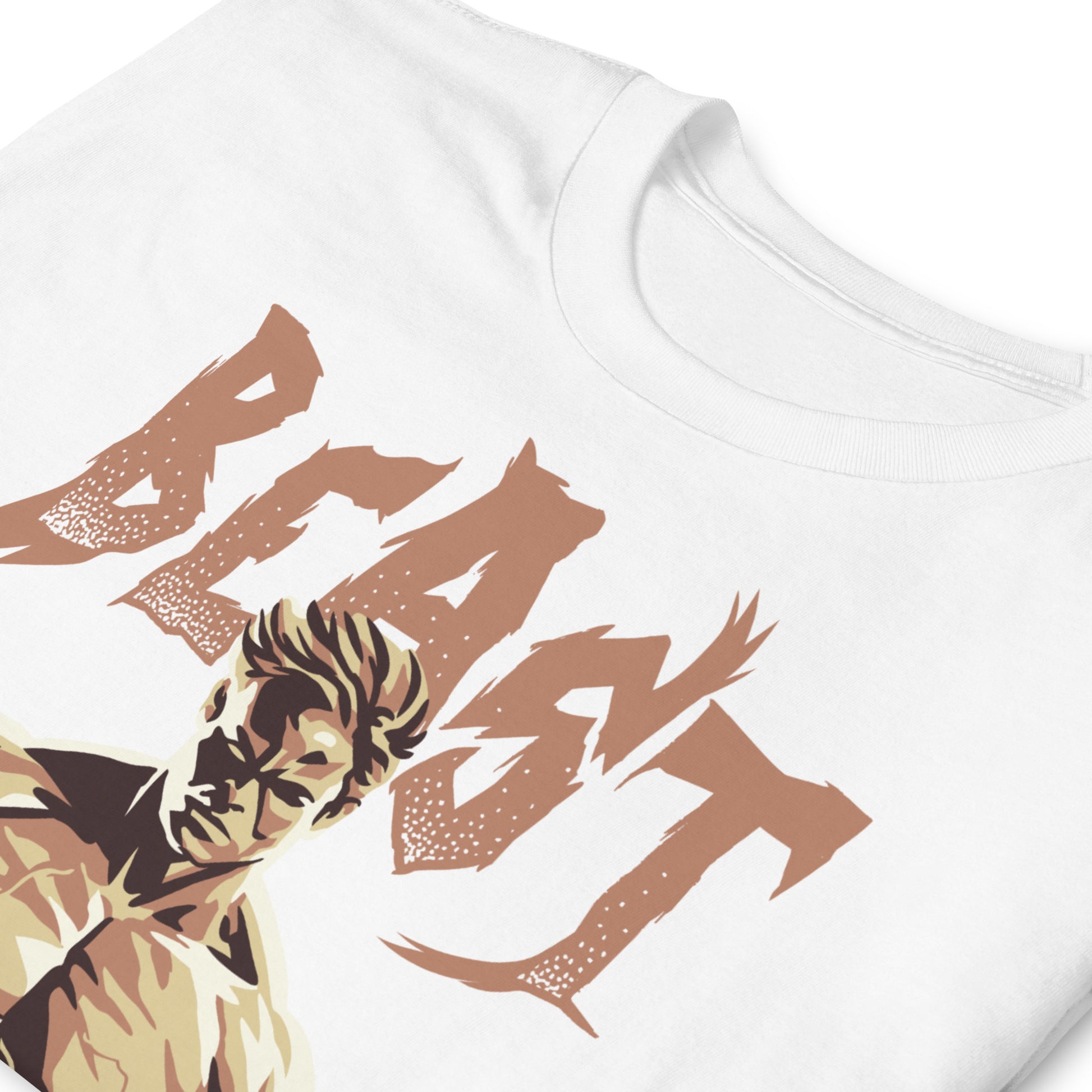 detalle de camiseta beast gym gimnasio fitness en color blanco