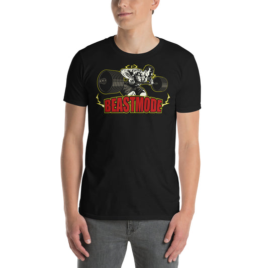 hombre con camiseta beast mode modo bestia gym gimnasio fitness en color negro
