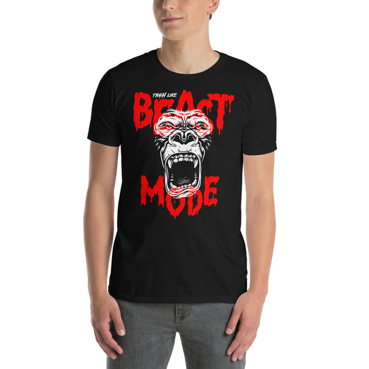 hombre con camiseta beast mode modo bestia gym gimnasio fitness en color negro