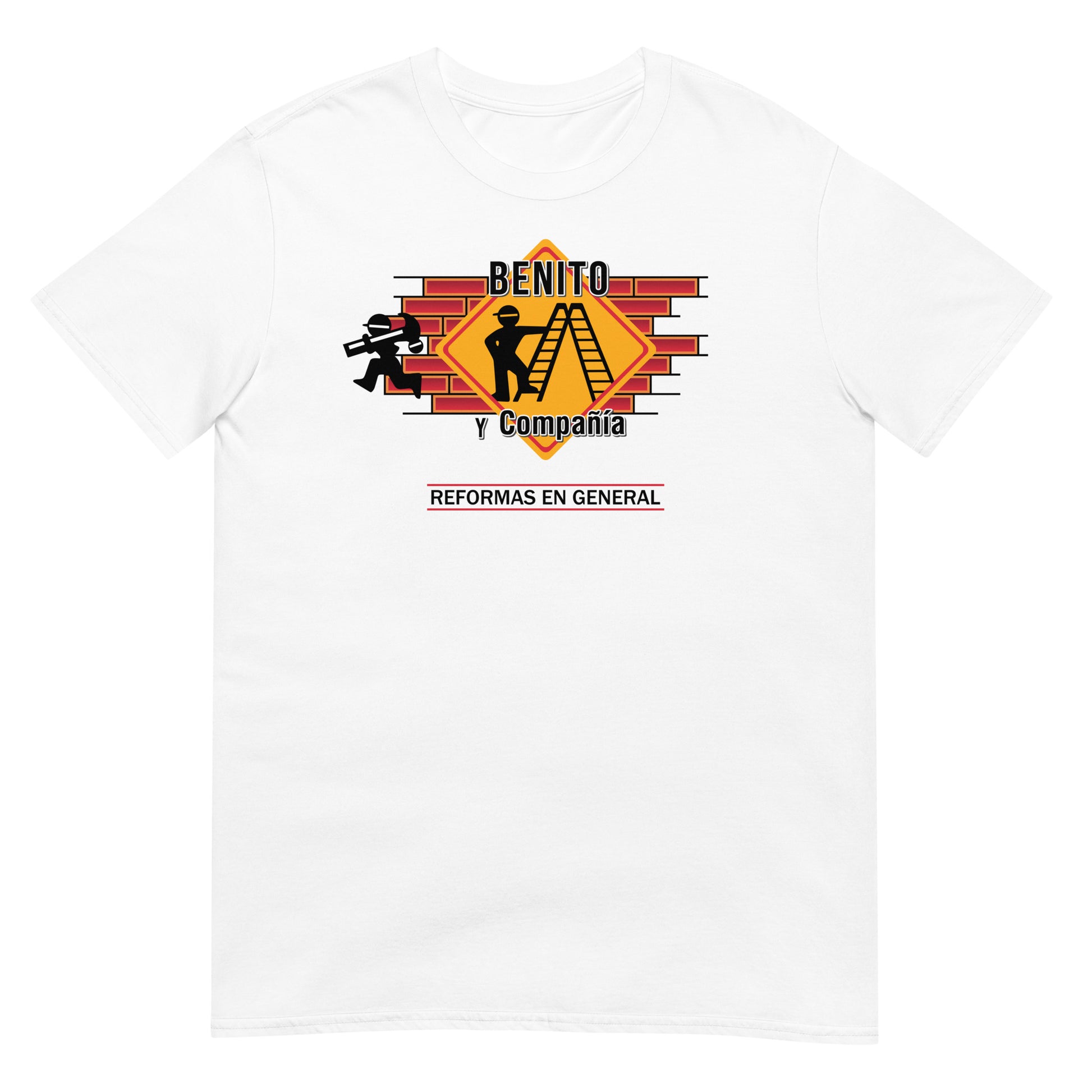 camiseta benito y compania manos a la obra benito lopera perrote manolo en color blanco