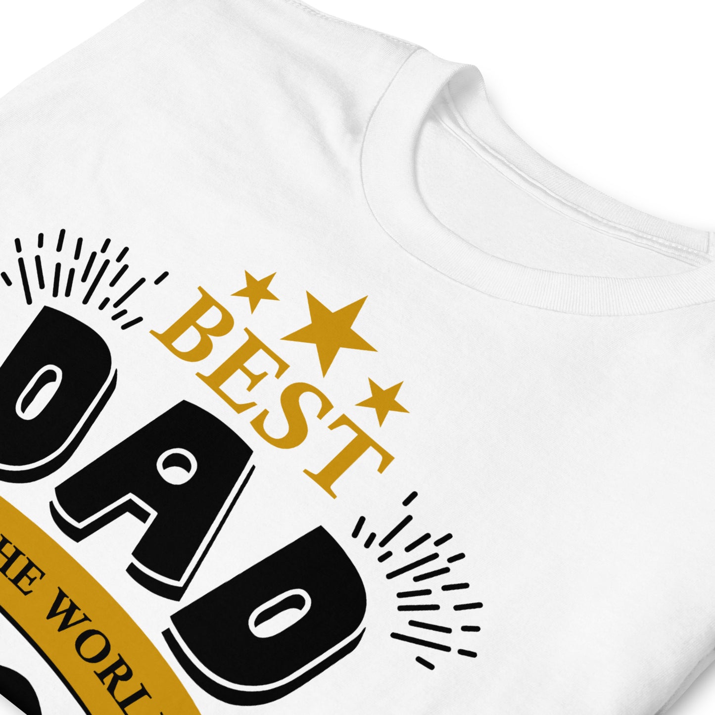 detalle de camiseta best dad in the world blanca