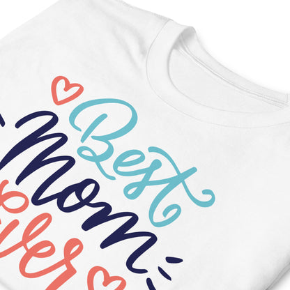 detalle de camiseta best mom ever blanca