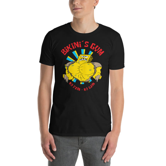 hombre con camiseta bikinis gym bob esponja gym gimnasio fitness en color negro