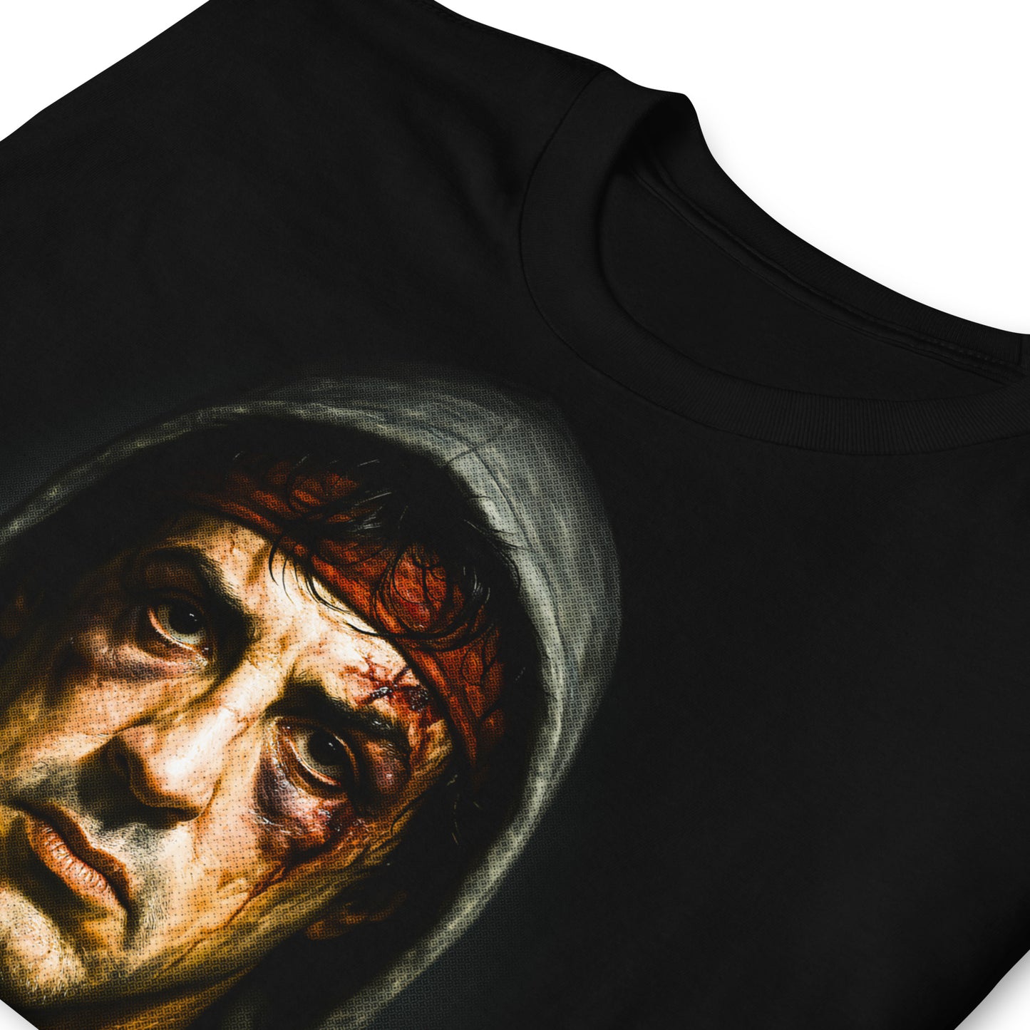 detalle de camiseta rocky balboa boxeo negra