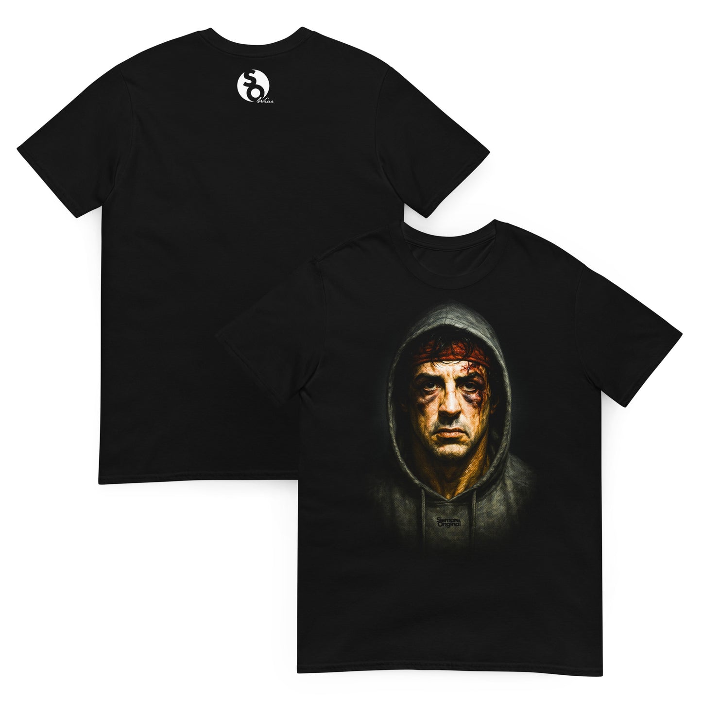camiseta rocky balboa boxeo delante negra detras