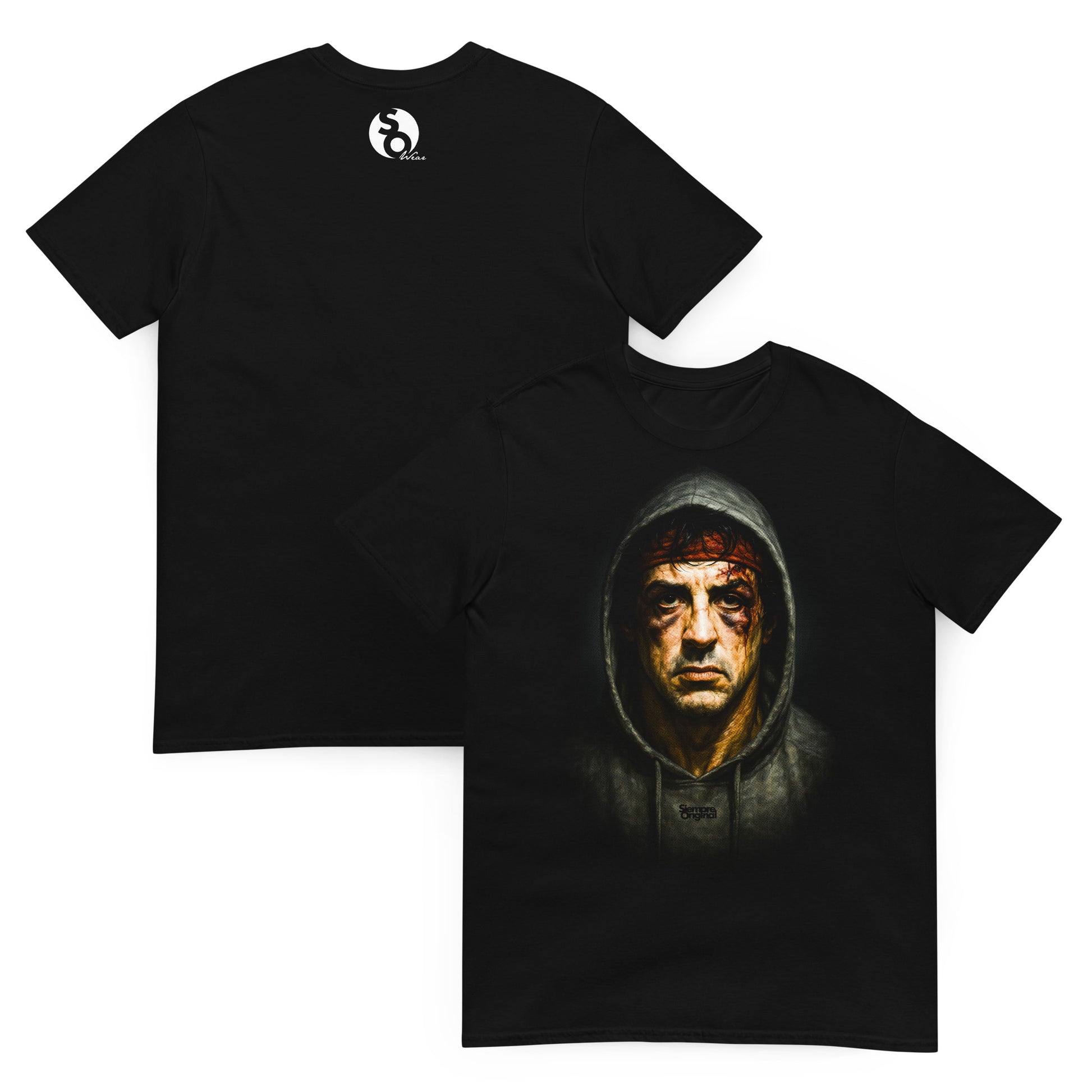 camiseta rocky balboa boxeo delante negra detras