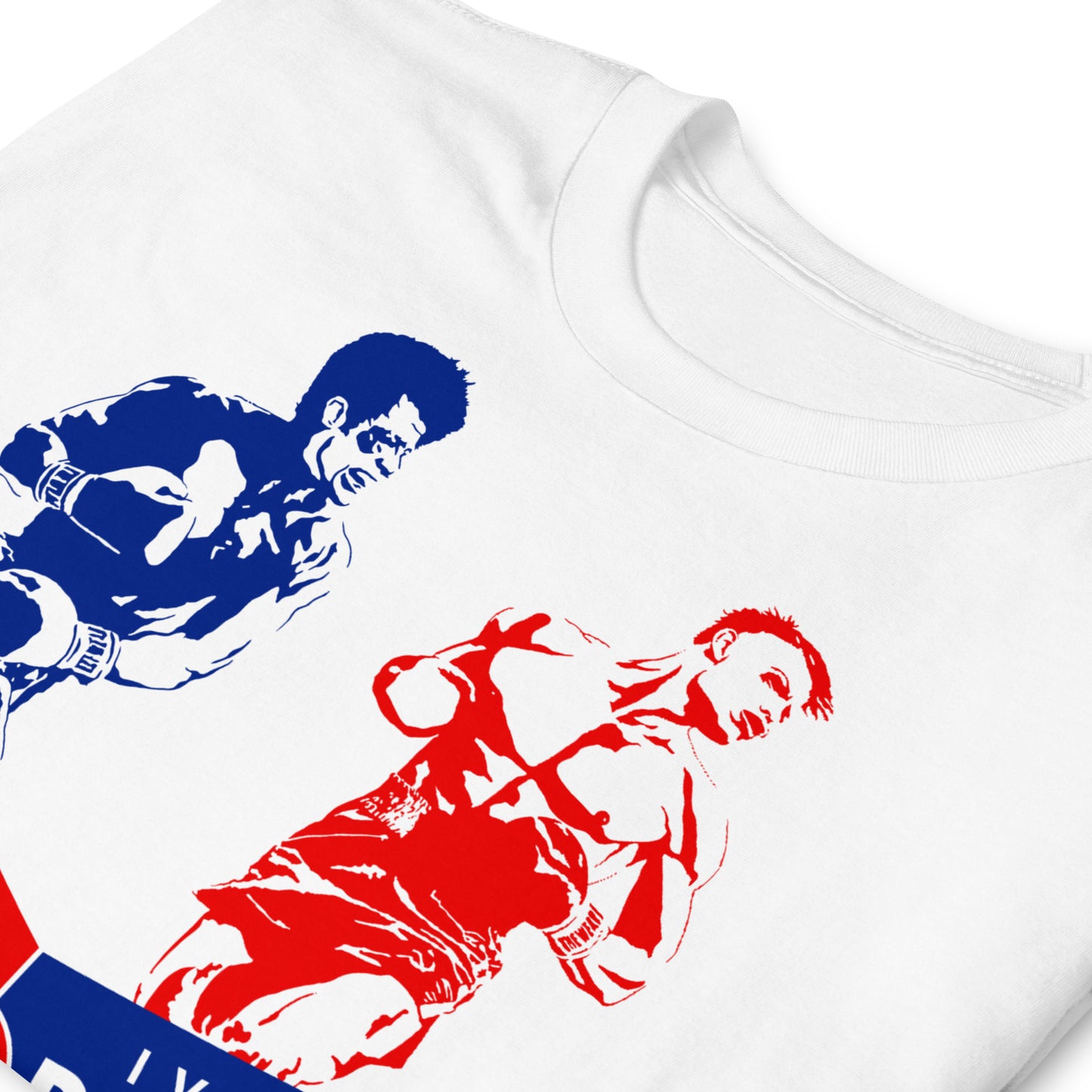 detalle de camiseta boxeo rocky balboa ivan drago blanca