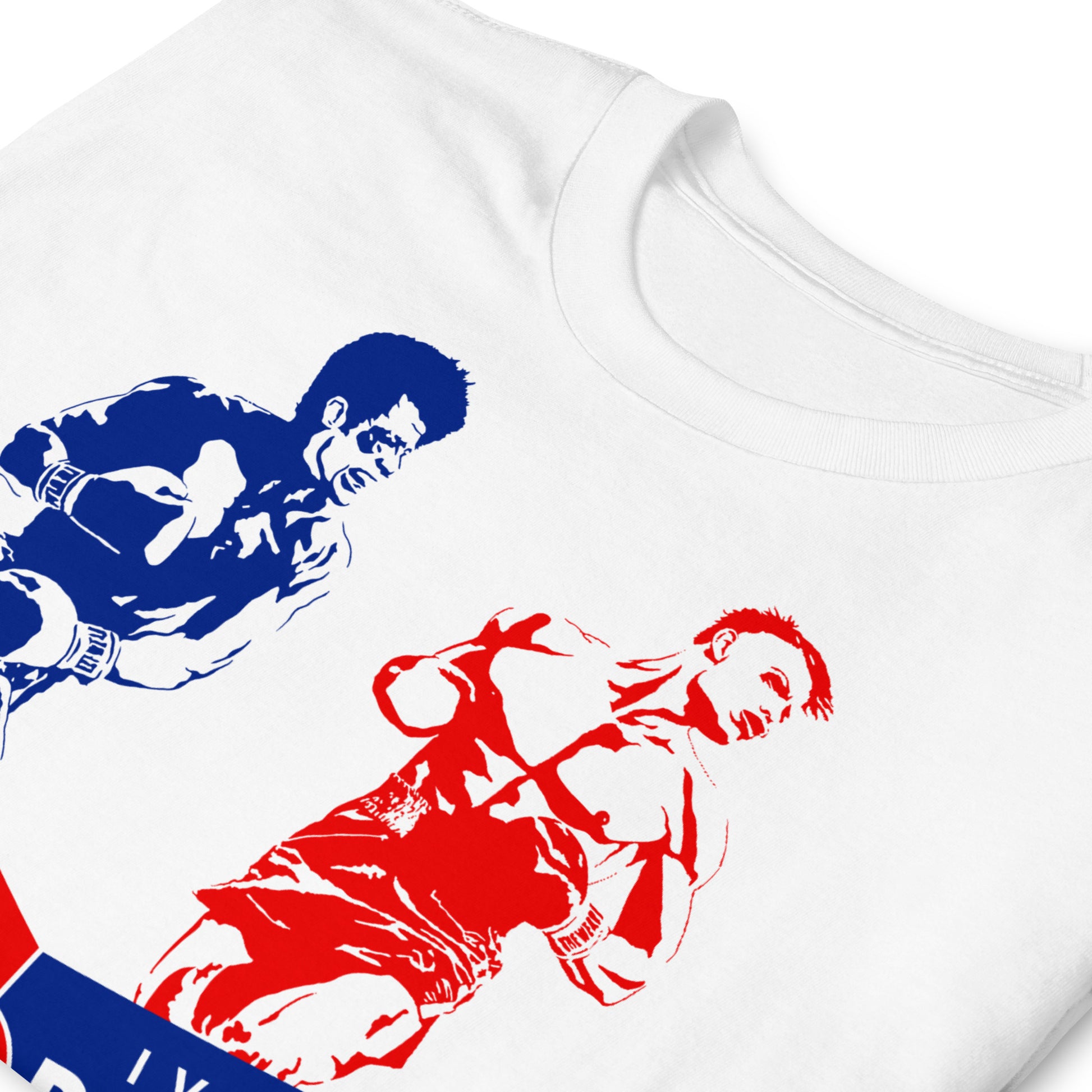 detalle de camiseta boxeo rocky balboa ivan drago blanca
