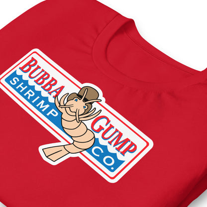 detalle de camiseta bubba gump forrest gump roja