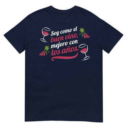 camiseta buen vino cumpleanos azul marino