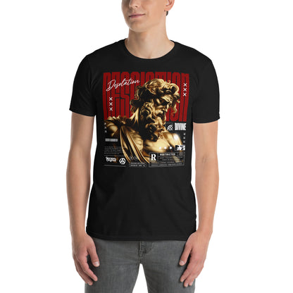hombre con camiseta busto griego desolacion arte clasico negra