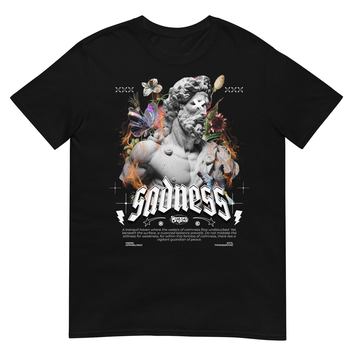 camiseta busto griego sadness arte clasico negra
