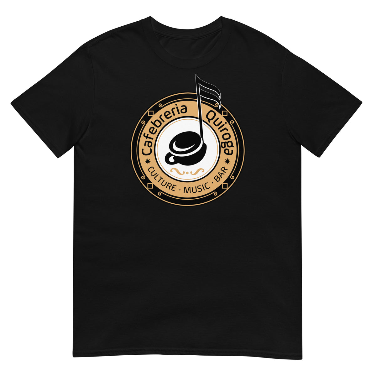 Camiseta negra Cafebrería Quiroga de La que se avecina