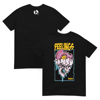camiseta calavera feelings grunge delante y detras negra