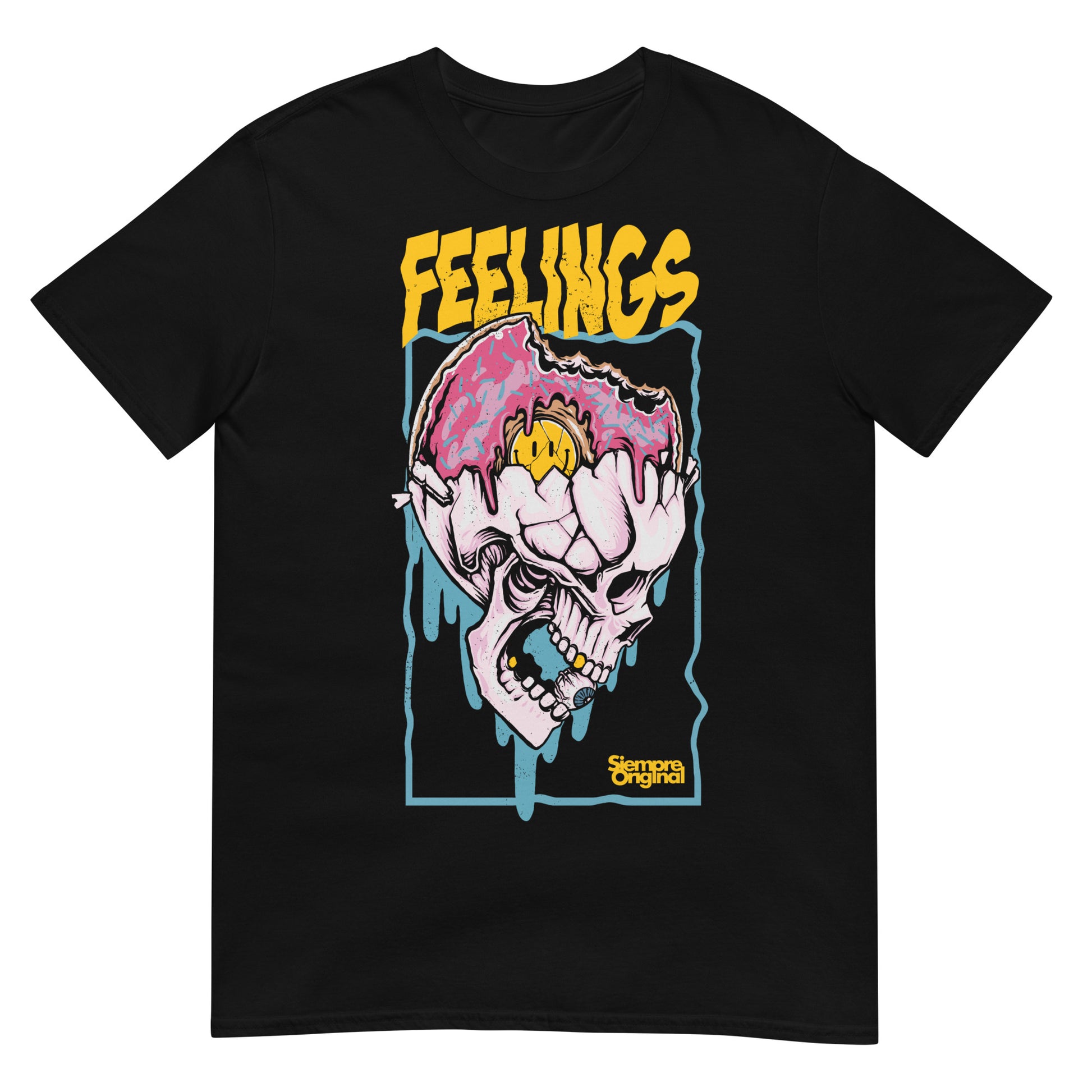 camiseta calavera feelings grunge negra