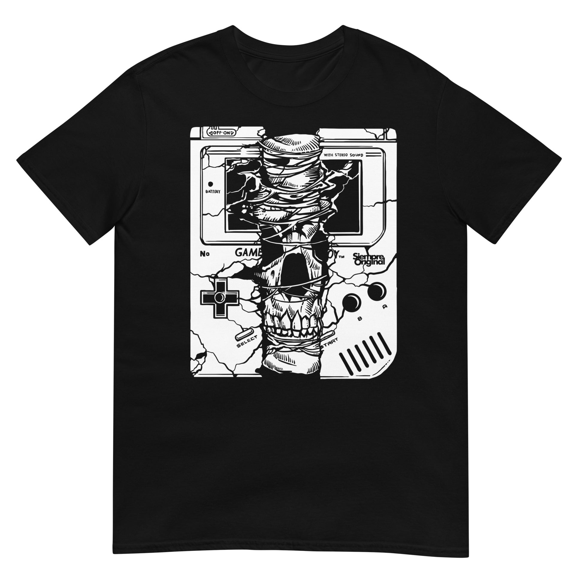 camiseta calavera gaming retro negra