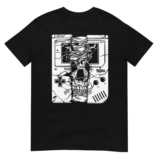 camiseta calavera gaming retro negra