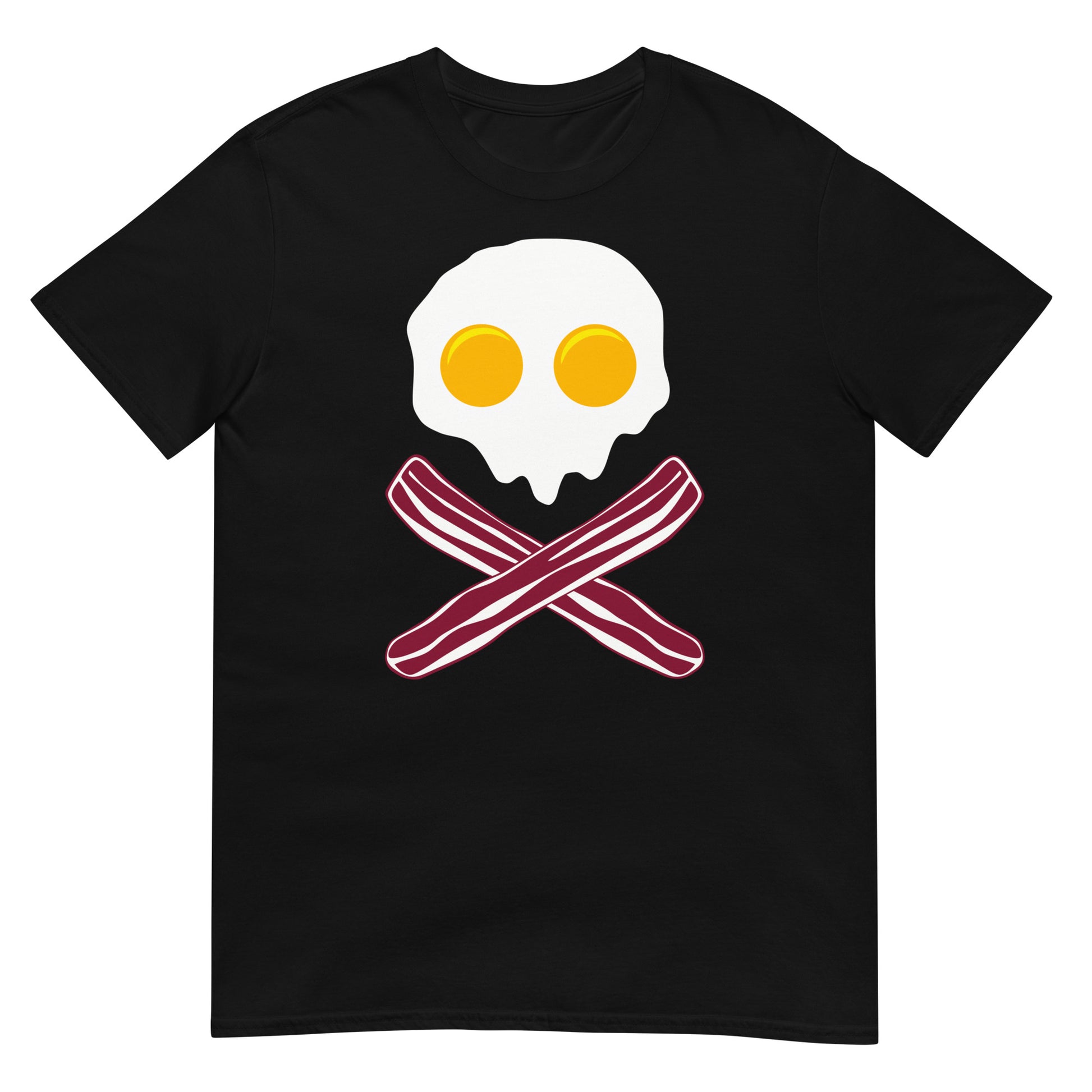 camiseta calavera huevos y bacon pirata negra