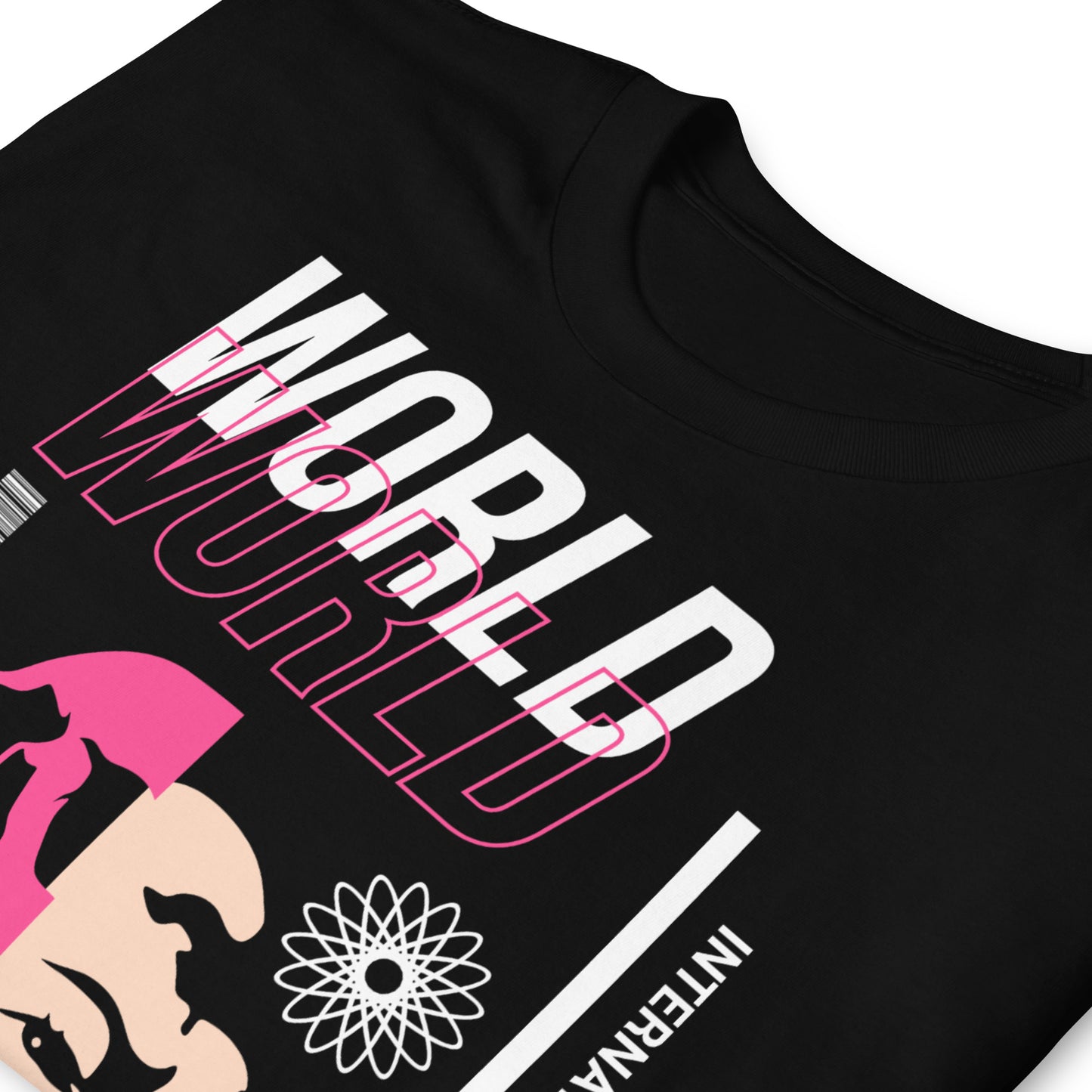 detalle de camiseta calavera marilyn monroe pop art negra