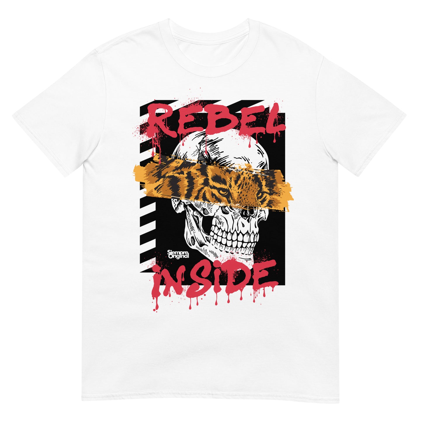 camiseta calavera tigre rebel inside blanca