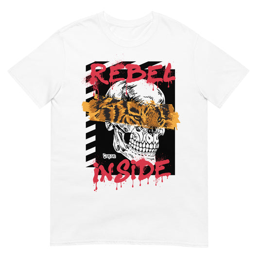camiseta calavera tigre rebel inside blanca