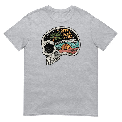 camiseta calavera surf verano paya gris