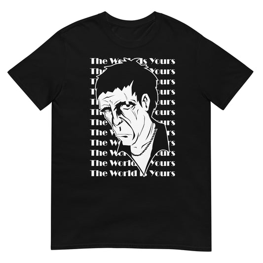 camiseta cara cortada the world is yours scarface negra