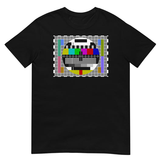 camiseta carta de ajuste television retro negra