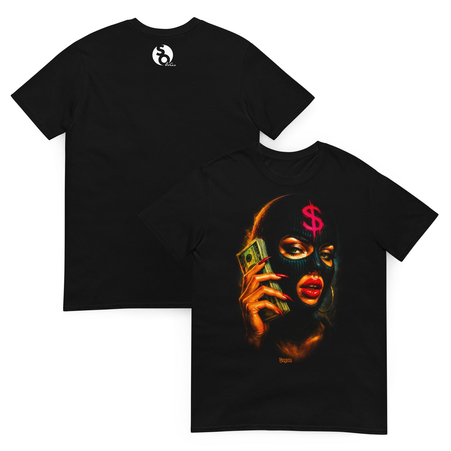 camiseta cash call urbanwear delante y detras en color negro