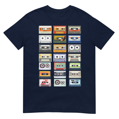 camiseta cassette retro azul marino