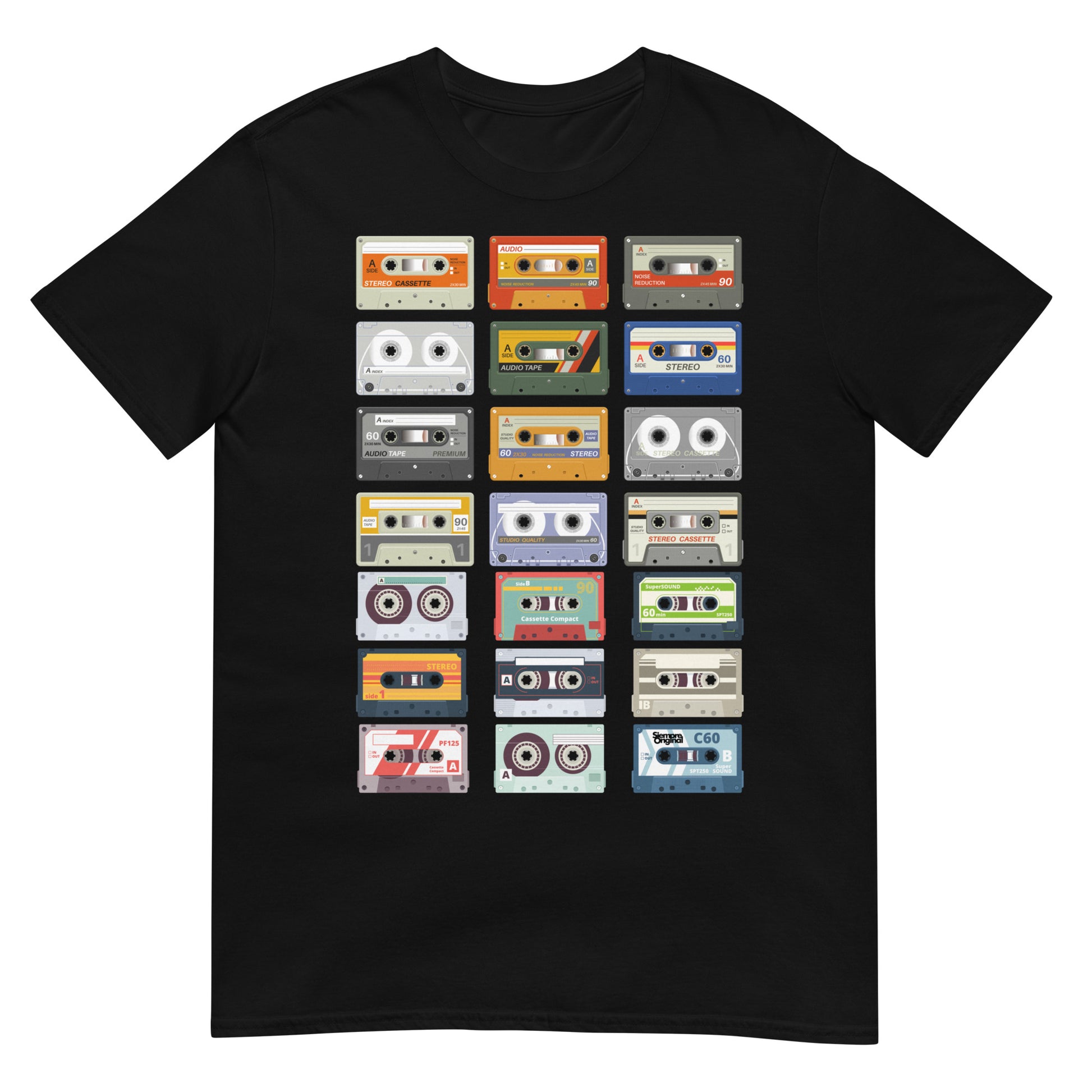 camiseta cassette retro negra