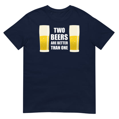 camiseta cerveza two beers are better than one en color azul marino