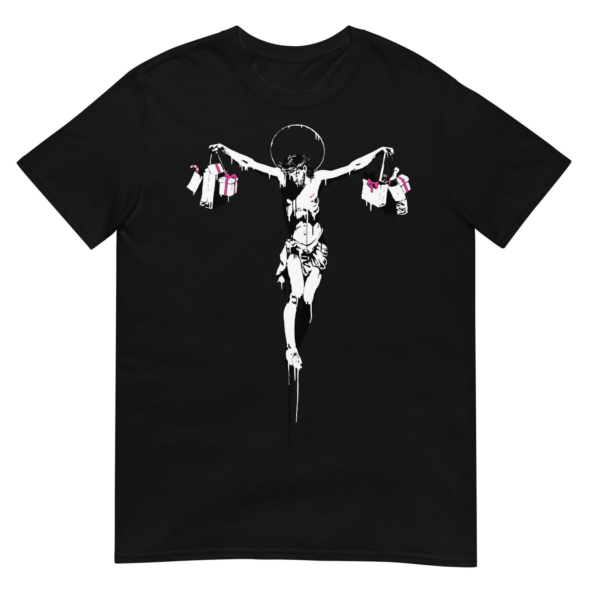 camiseta christ with shopping bags banksy negra