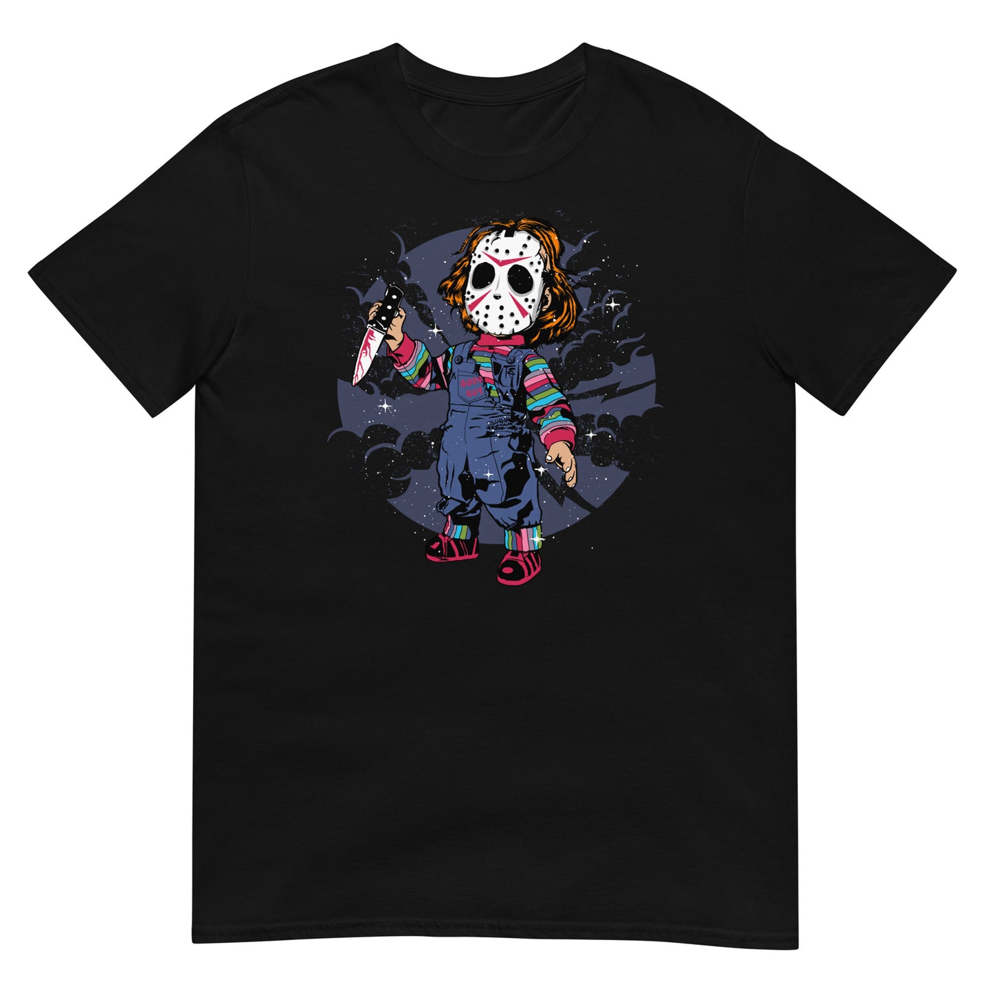 camiseta chucky con mascara de jason voorhes en color negro
