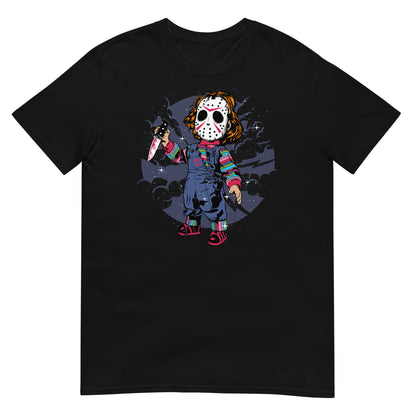 camiseta chucky con mascara de jason voorhes en color negro