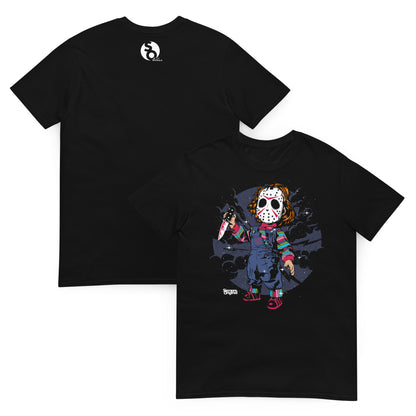 camiseta chucky jason delante y detras negra