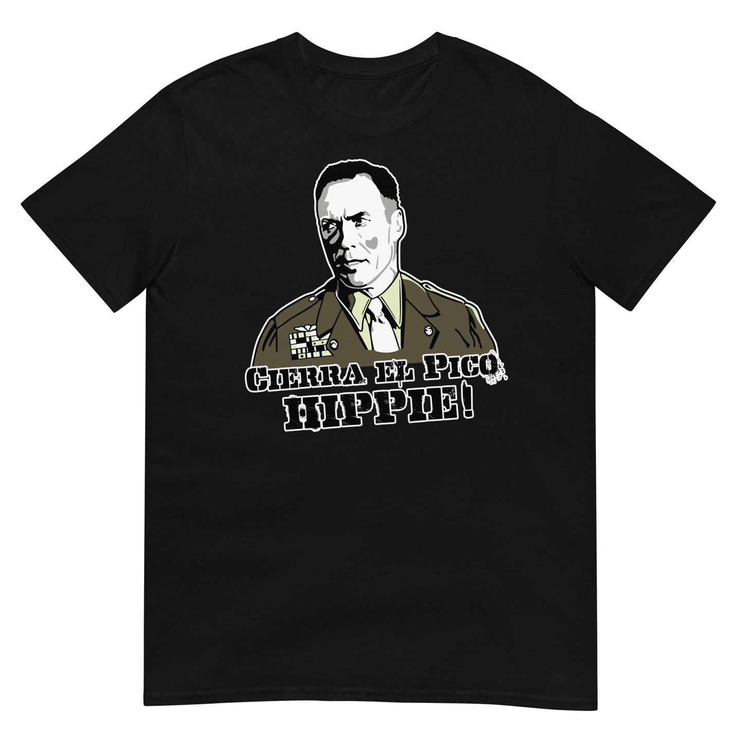 camiseta cierra el pico hippie el sargento de hierro negra