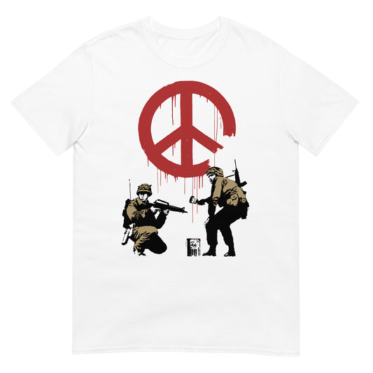 camiseta cnd soldiers banksy arte urbano blanca