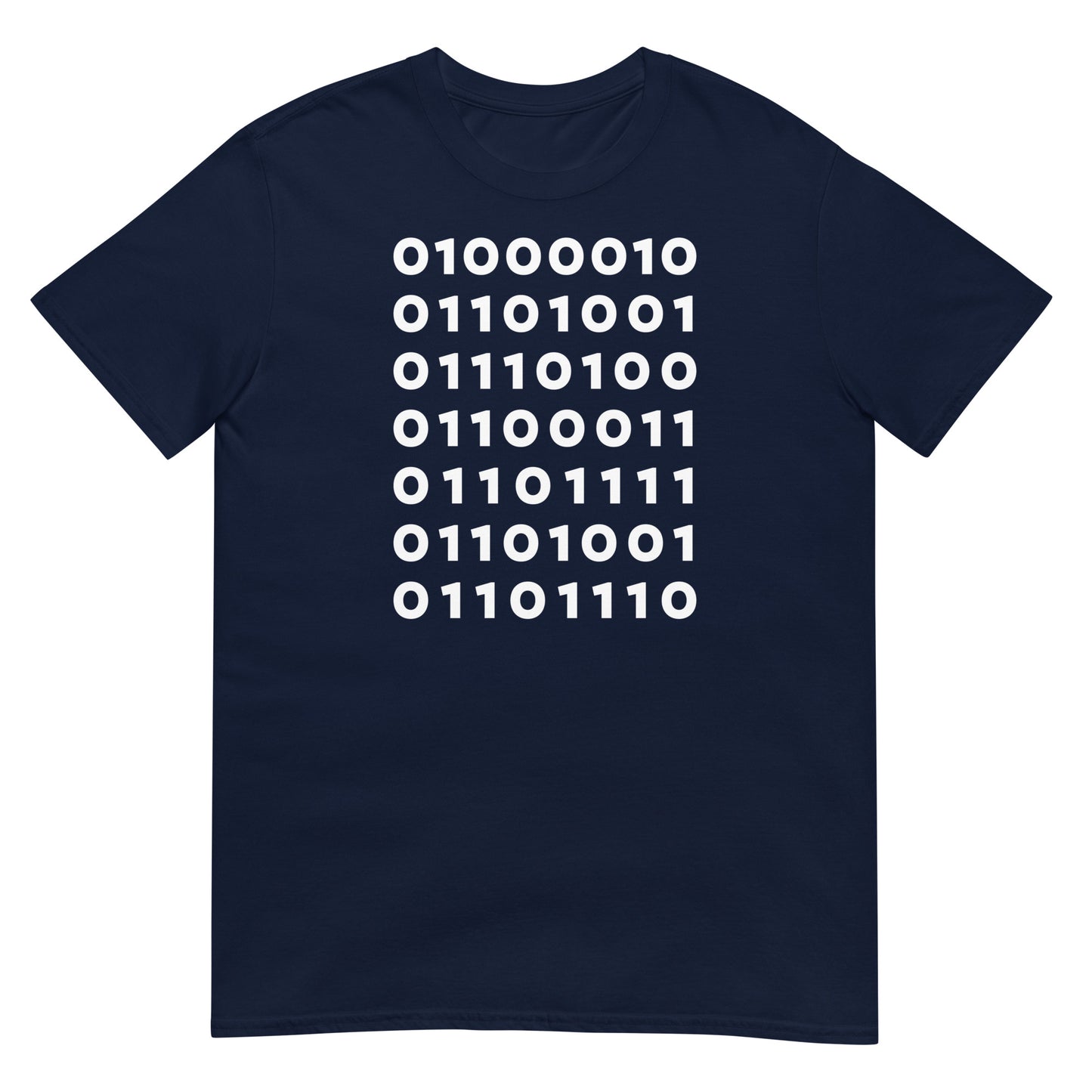 camiseta codigo binario bitcoin azul marino