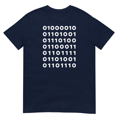 camiseta codigo binario bitcoin azul marino