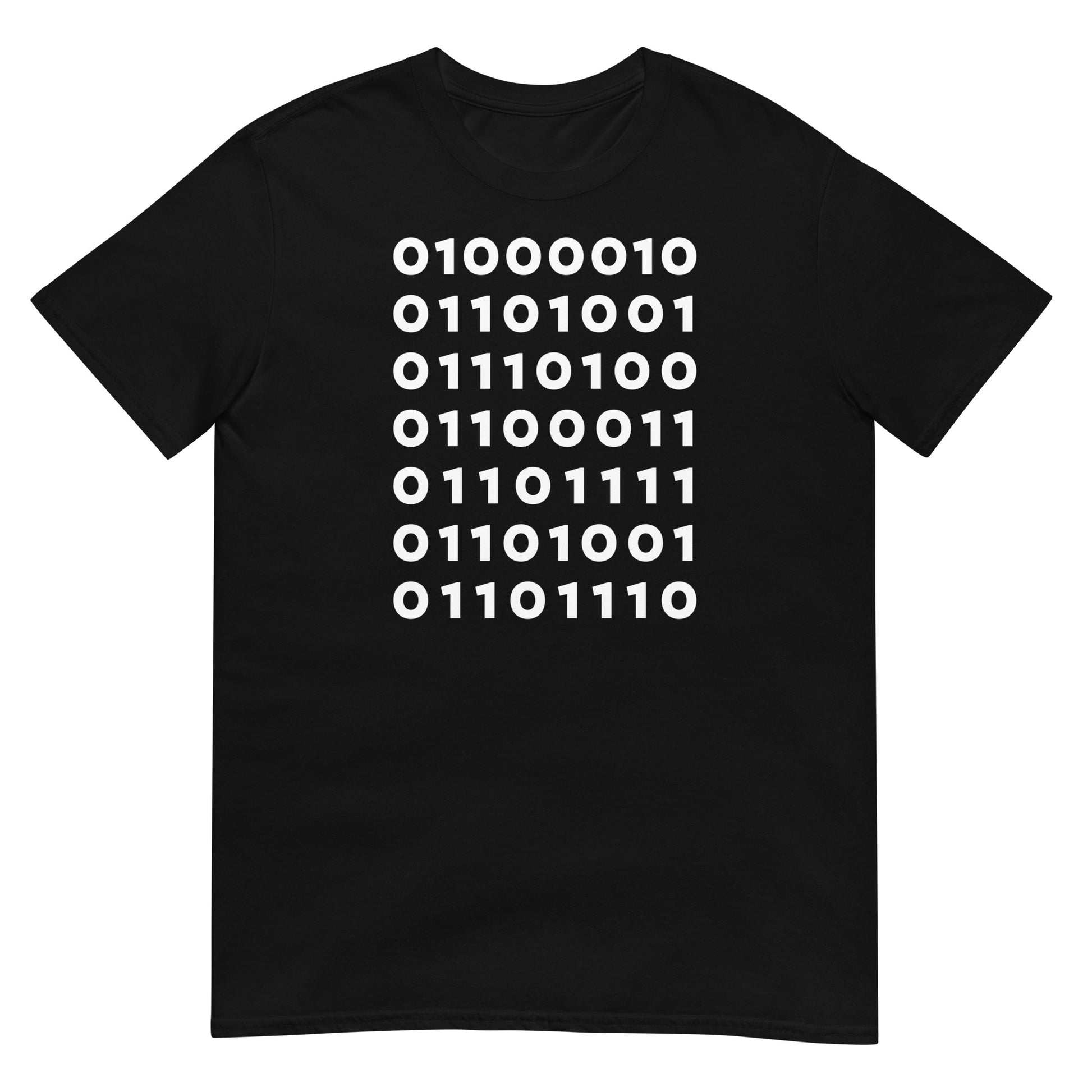 camiseta codigo binario bitcoin negra