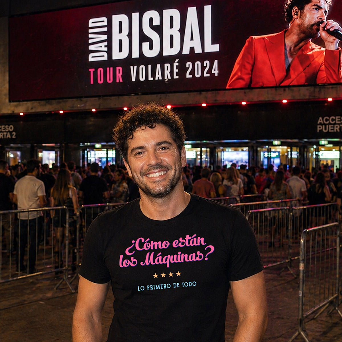 hombre con camiseta como estan los maquinas dabid bisbal negra