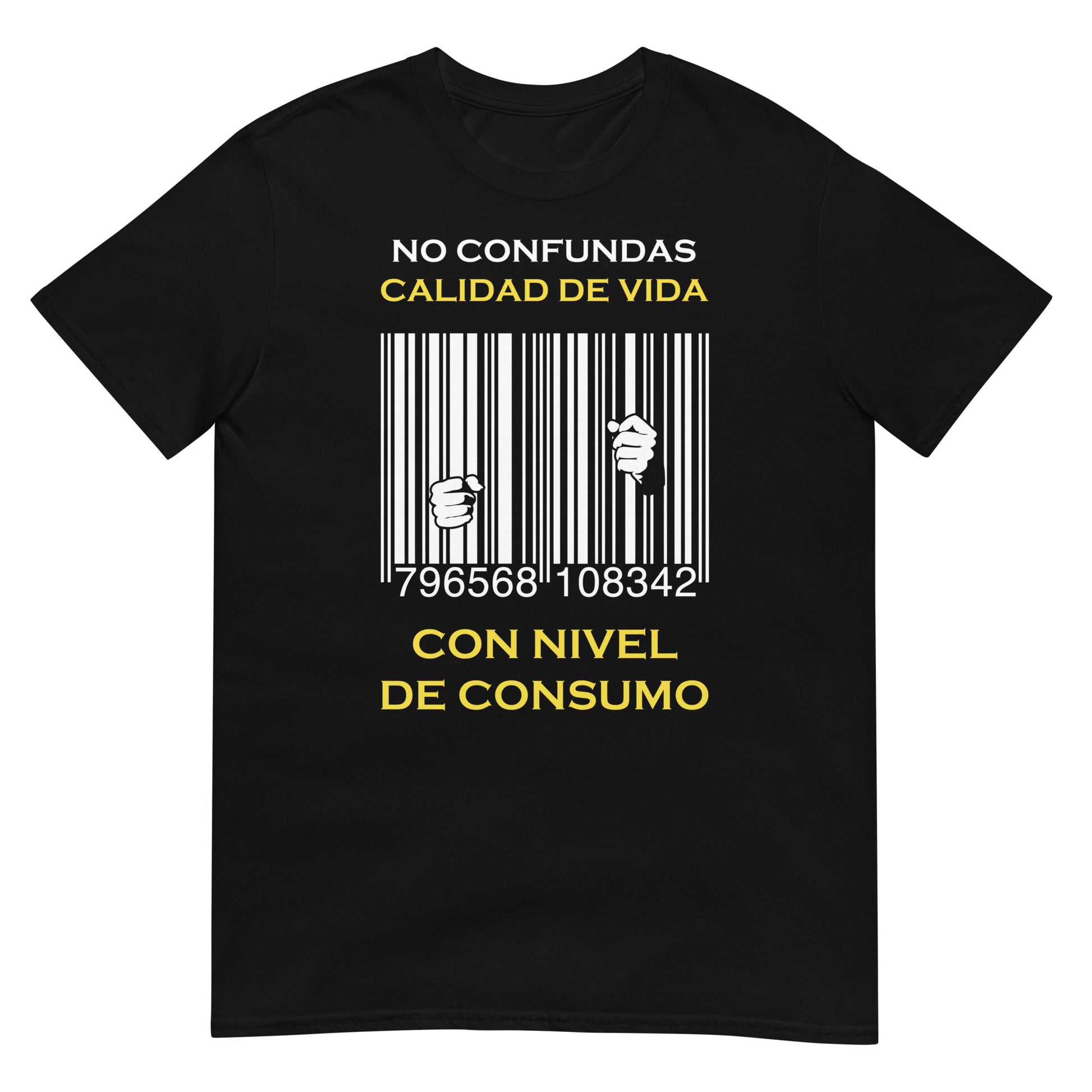 camiseta consumismo carcel negra